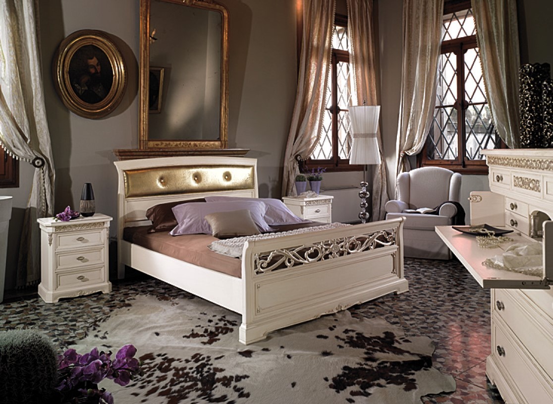 Bett Schlafzimmer Möbel Doppel Betten Einrichtung Vaccari cav giovanni