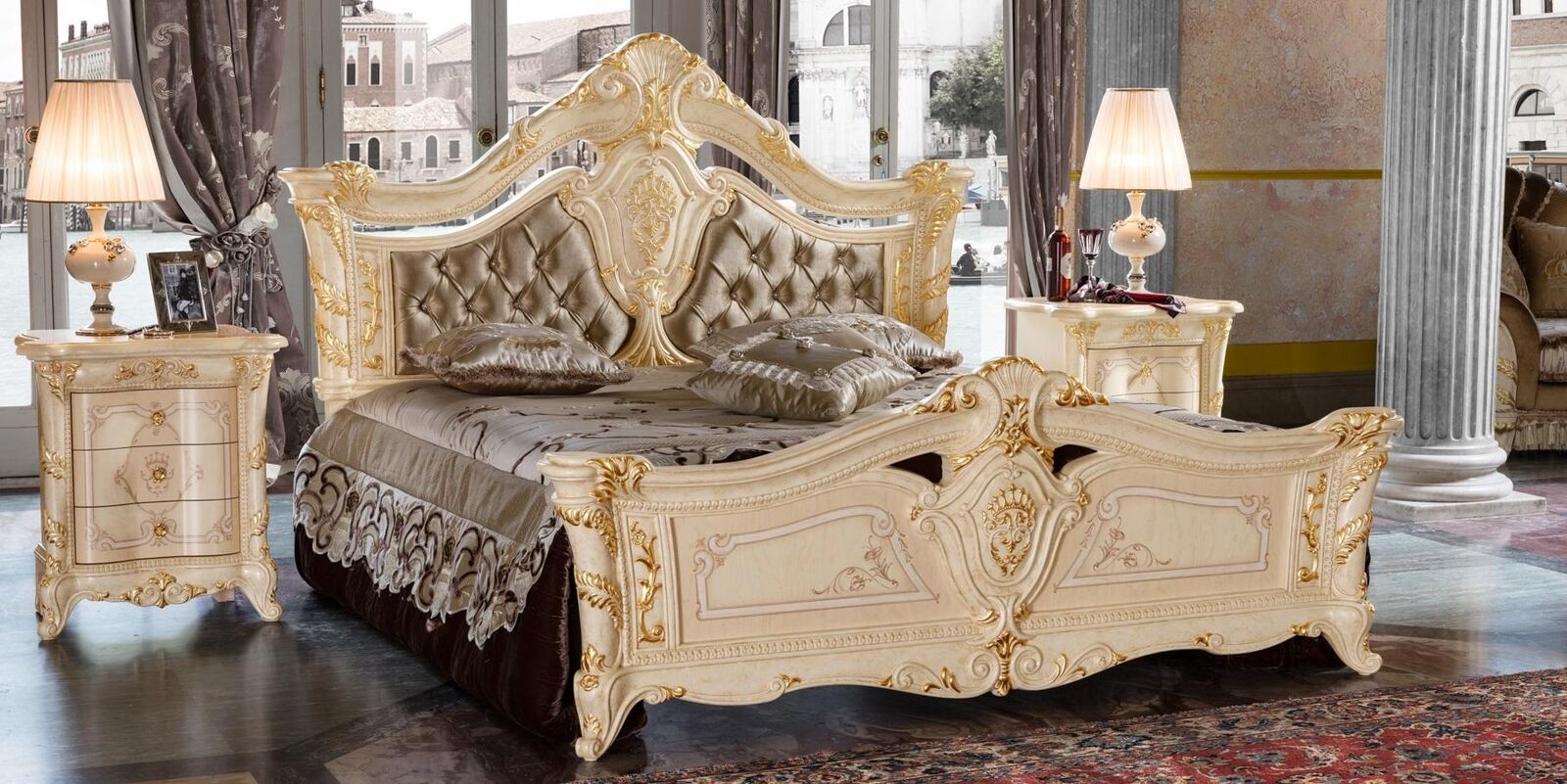 Design Luxus Doppel Hotel Betten Neu Schlafzimmer Massiv Holz Polster