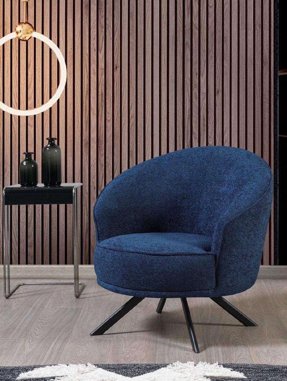 Sessel Luxus Einsitzer Couch Textil Sofa Polster Möbel Couchen Blau Stoff Textil