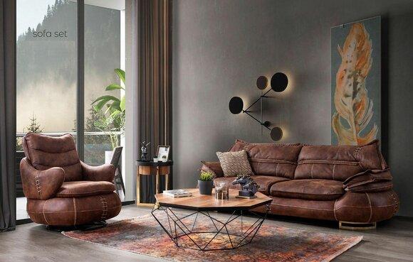 Luxus US Western Sofagarnitur Couch Loft Möbel 3+1 Sitzer Sofa Sessel 2-tlg. Neu