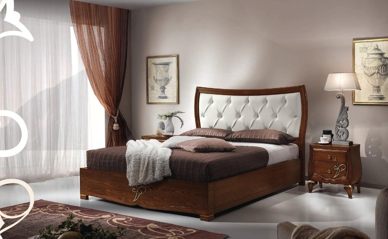 Bett Betten Bettrahmen Holz Doppel Schlafzimmer Braun Modern Doppelbett