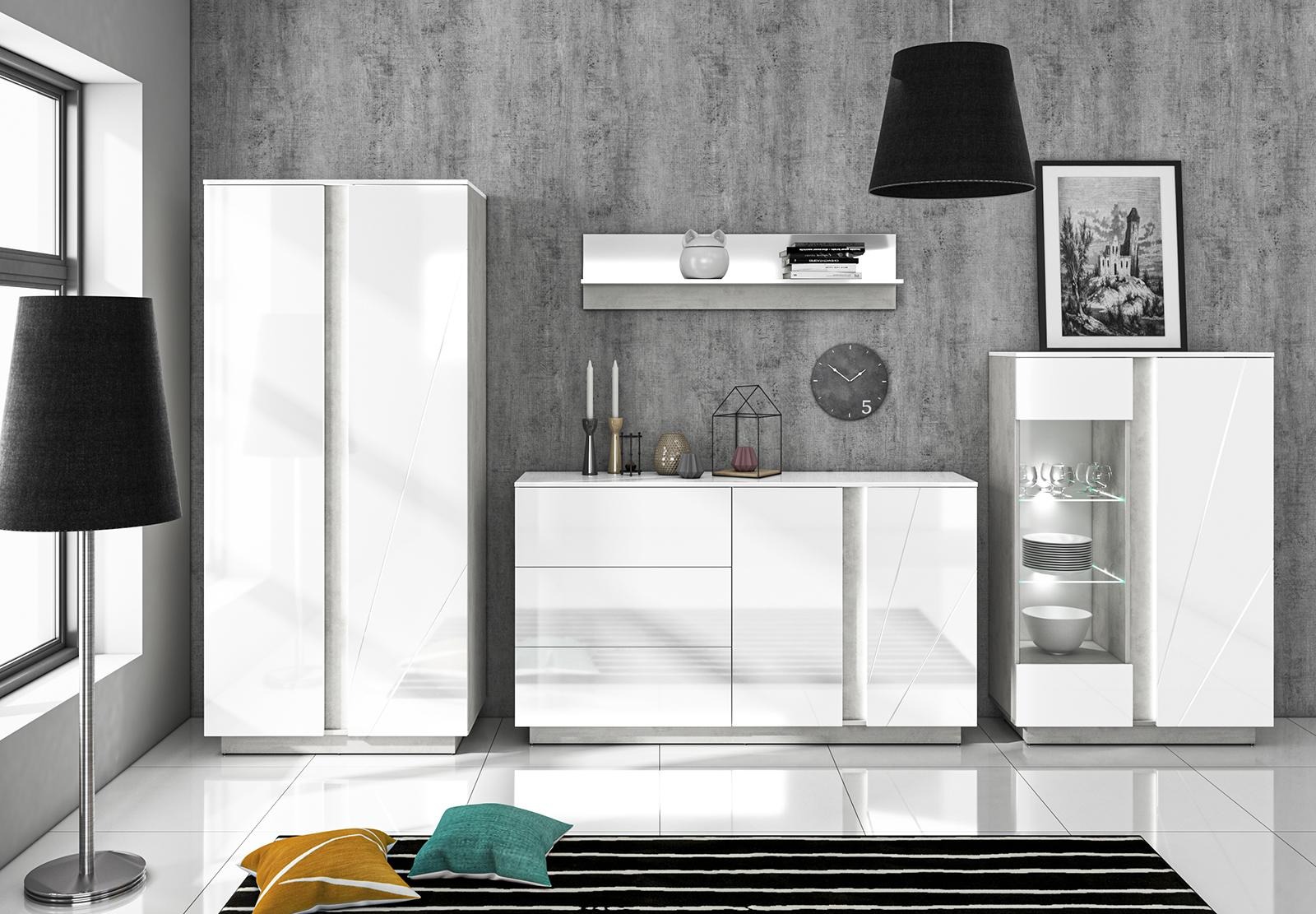 Wohnzimmerset Wohnwand Vitrine Vitrinen Komplett 4tlg Kommoden Neu