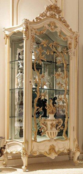 Möbel Massive Holz Vitrinen Anrichte Glas Schrank Echtholz Vitrine Wohnzimmer