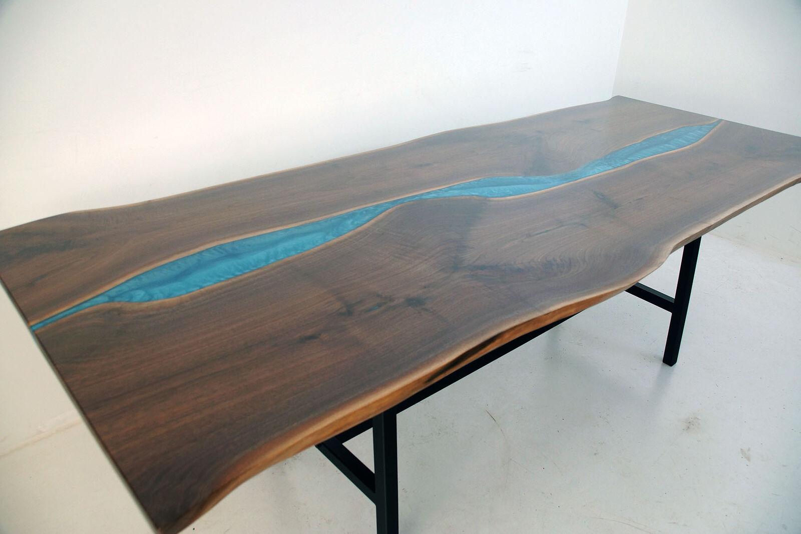 Echtes Holz Wasserfall Tisch Epoxid Tische Harz Esstisch Epoxy Massive
