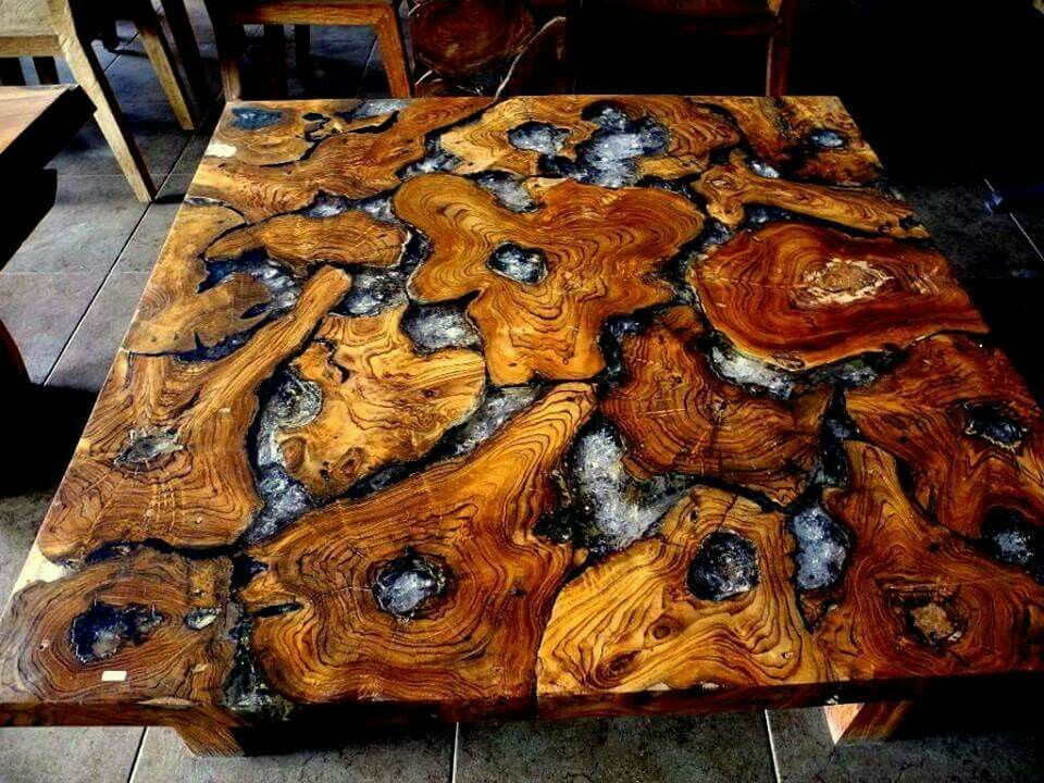 epoxid harz esstisch echtes massive holz möbel wasserfall epoxy tisch 100x100