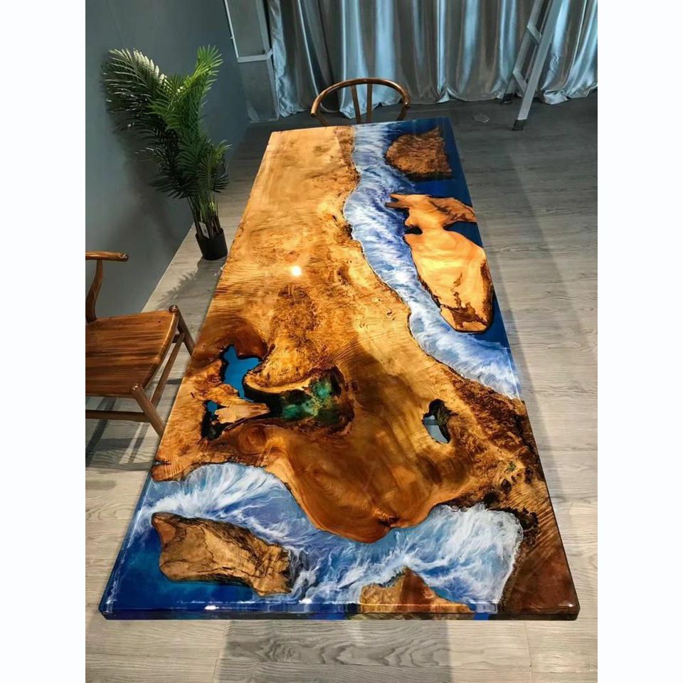 Esstisch Design Tisch Harz Moderne Tische Meer Fluss Möbel 220x90 Epoxid Ozean