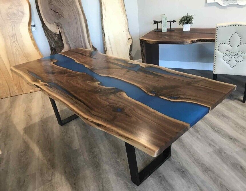 tisch esstisch tische epoxid harz epoxy echtes holz massive design möbel 240x100