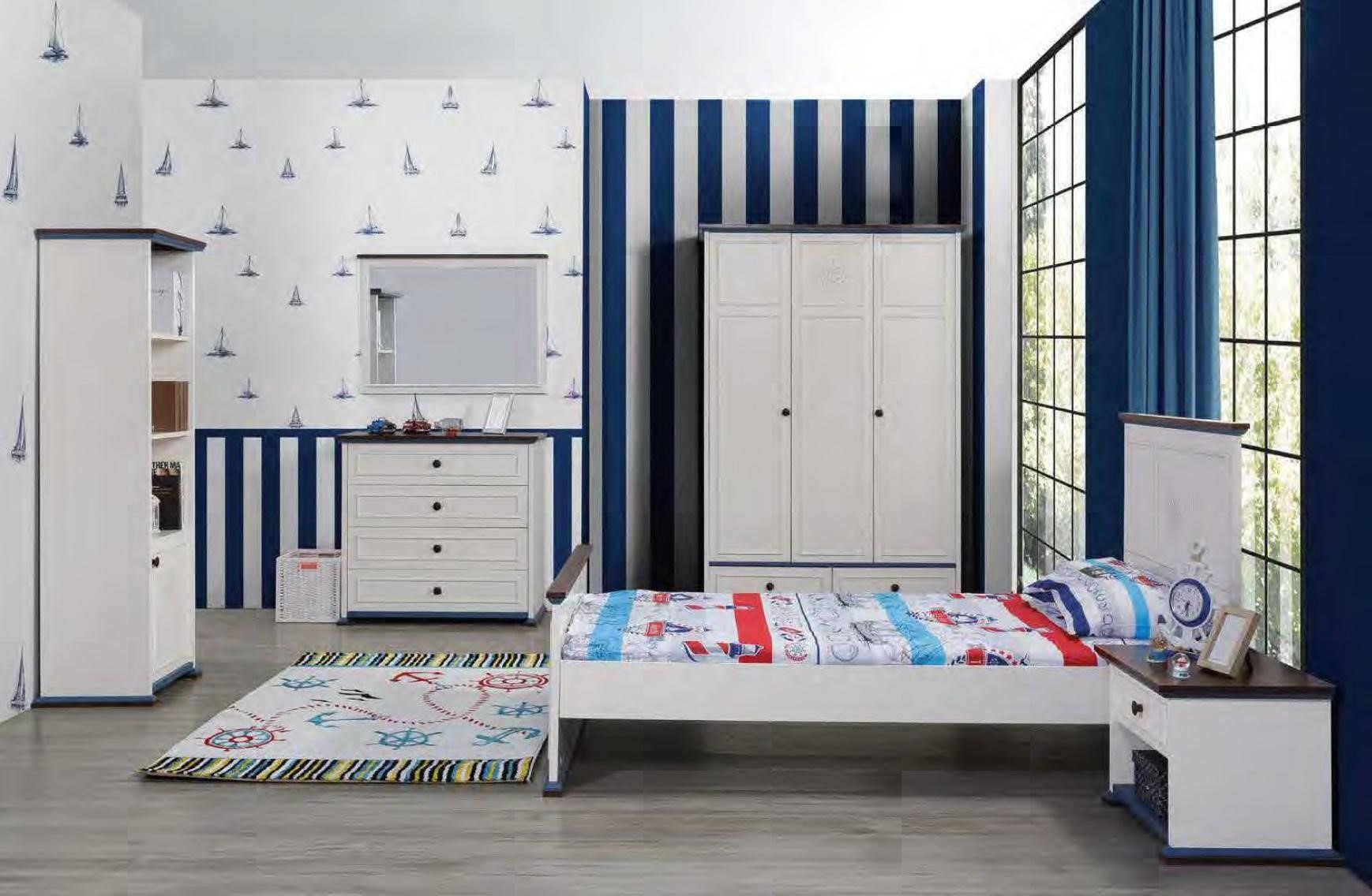 Schlafzimmer Kinderzimmer Set Modern Schrank Kommode Tisch Holz Weiß Neu 5tlg.
