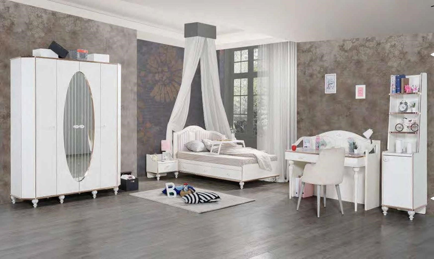 Bett Kleiderschrank Nachttisch Schreibtisch Bücherregal Jugendzimmer 5tlg Set