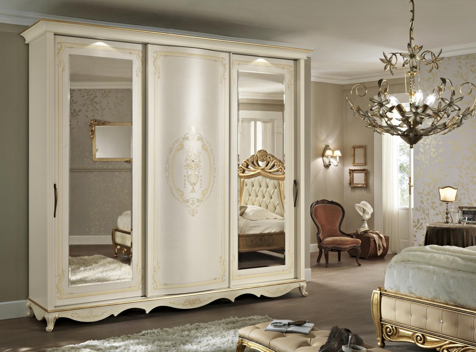 Kleiderschrank Schlafzimmer Spiegeln Kleiderschränke Schrank Weiß Holz Italien