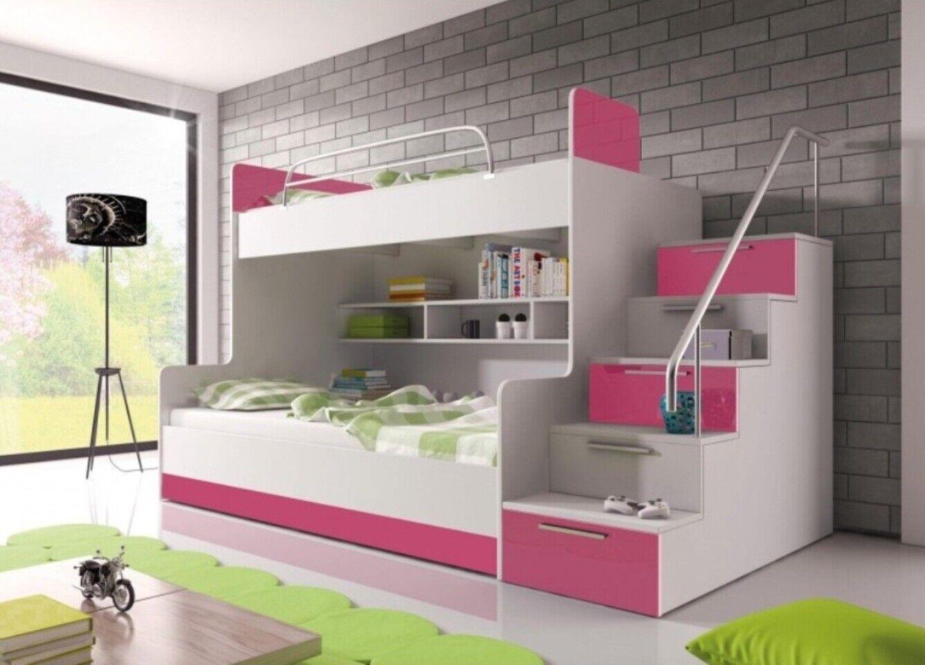 Etagen Bett Kinderzimmer Betten Hochbett Doppelstockbett Hochglanz Möbel Rosa