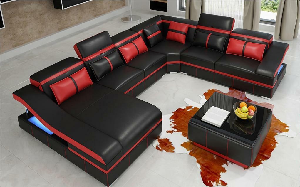 Set Luxury Modern Ecksofa U-Form Designer und Couchtisch Wohnzimmer