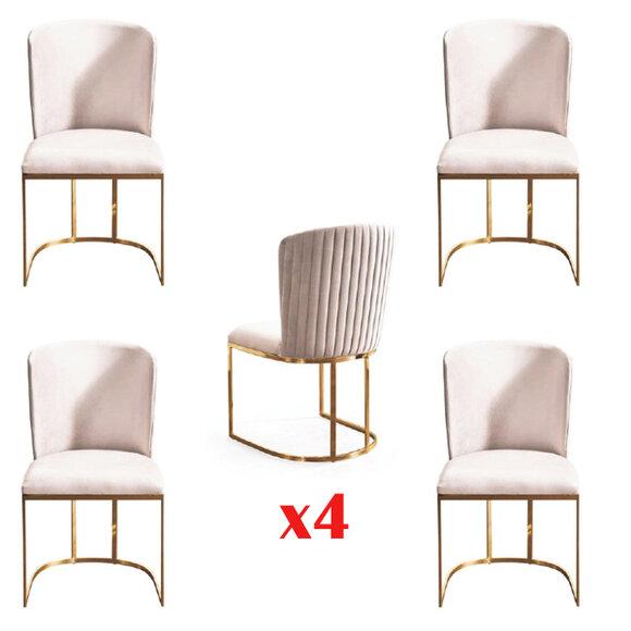 Stuhl 4x Stühle Gruppe Set Wohn Esszimmer Garnitur Stil Textil Moderne