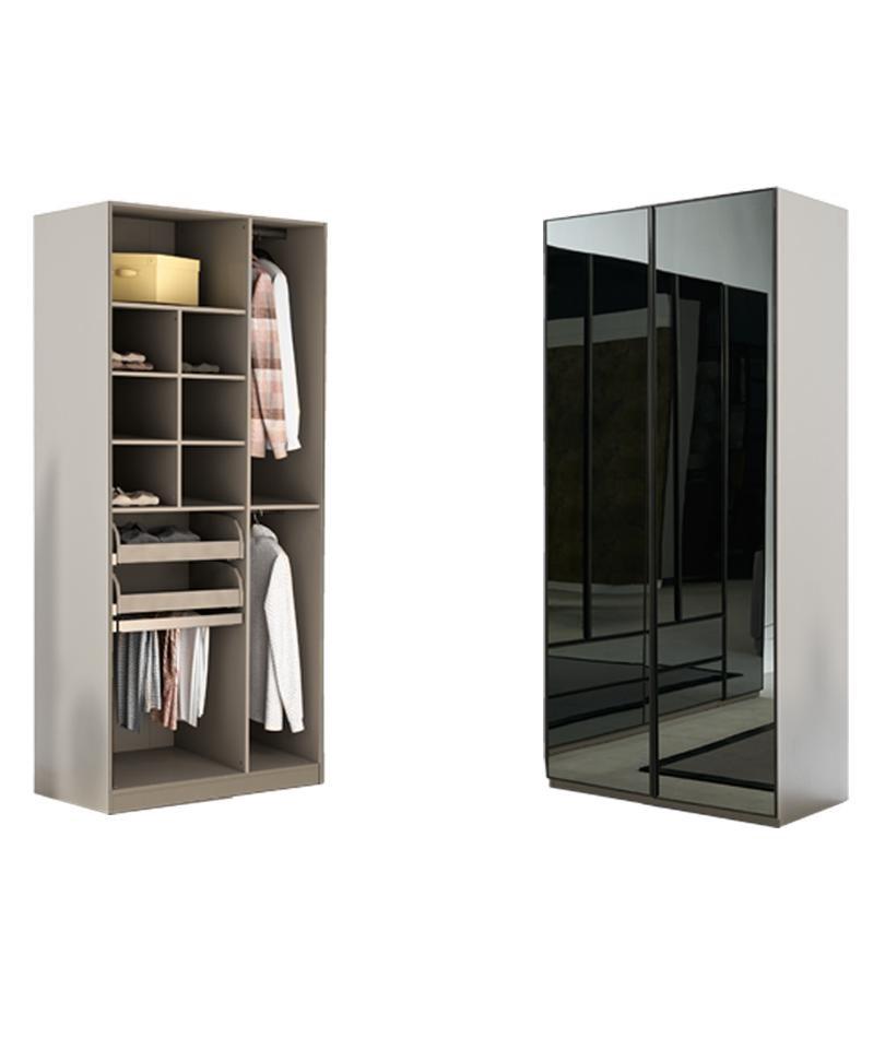 Kleiderschrank Schrank Mehrzweck Kleiderschrank Grau Material Holz Schränke