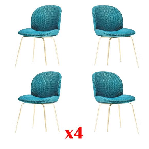 Gepolsterte Esszimmer Stühle 4x Stuhl Gruppe Garnitur Stoff Design