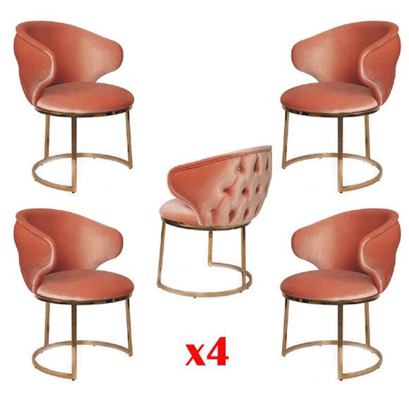 Design Stuhl Set 4x Edelstahl italienischer Stil Polster Garnitur