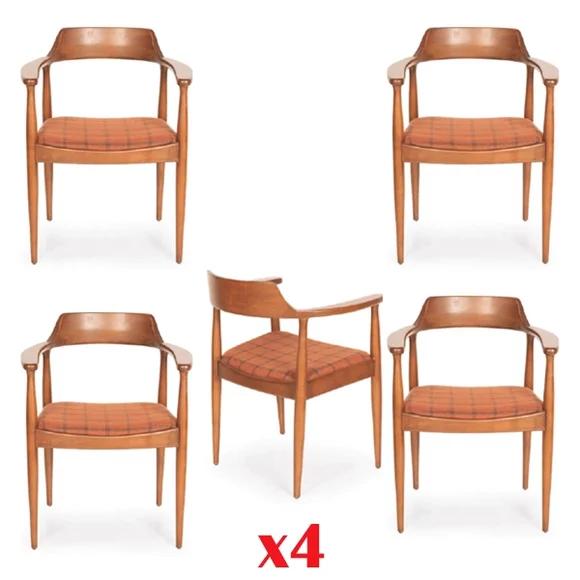 Esszimmer Gruppe Stuhl Garnitur 4x Stühle Sitz Polster Massiv Holz