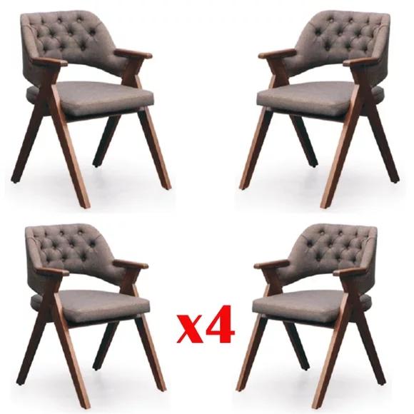 Garnitur 4x Stuhl Set Chesterfield Lehnstuhl Esszimmer Stühle Garnitur