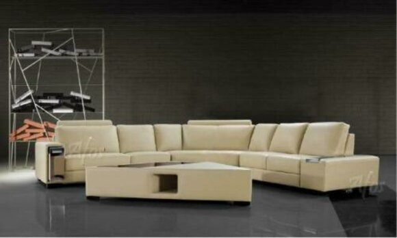 Ledersofa Ecksofa Sofa mit USB,Design Sitz Polster Garnitur Wohnlandschaft 2348