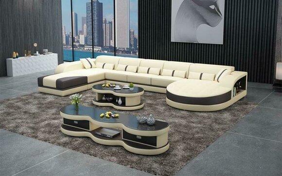 Wohnlandschaft Design Polster Couch U Form Sofas Textil Luxus Klasse Neu Couchen