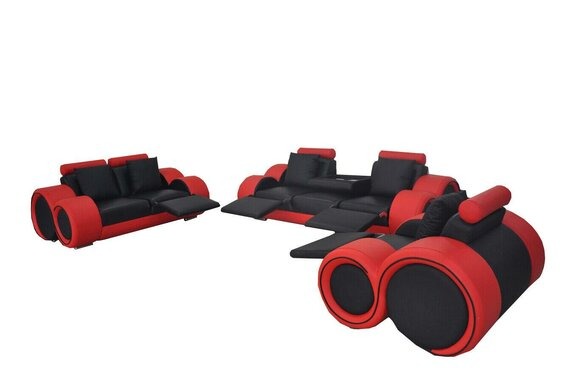 Sofa Couch Garnitur Sitz Polster Komplett Set 3+2+1 Sofas mit USB Designer Sofa