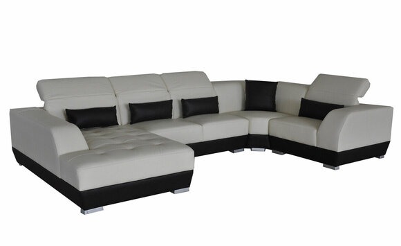 Luxus U Form Wohnlandschaft Couch Sofa mit USB Möbel Polster Sitz Garnitur Ecke
