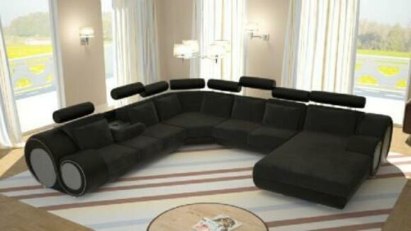 Sofa Designer Wohnlandschaft U-Form mit USB Ecksofa Polster Garnitur Eckgarnitur