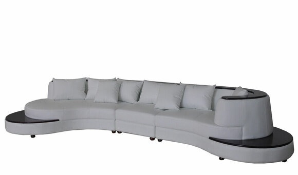 Luxus Wohn Eck Leder Garnitur Polster XXL Big Sofa mit USB UForm Ecke Landschaft