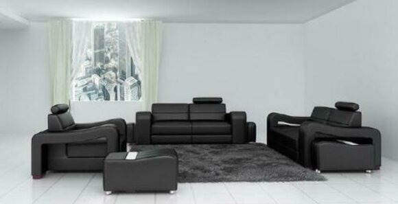 Designer Ledersofa Sofagarnitur USB Sofa Sitz Polster Garnitur 3+2+1 Garnituren
