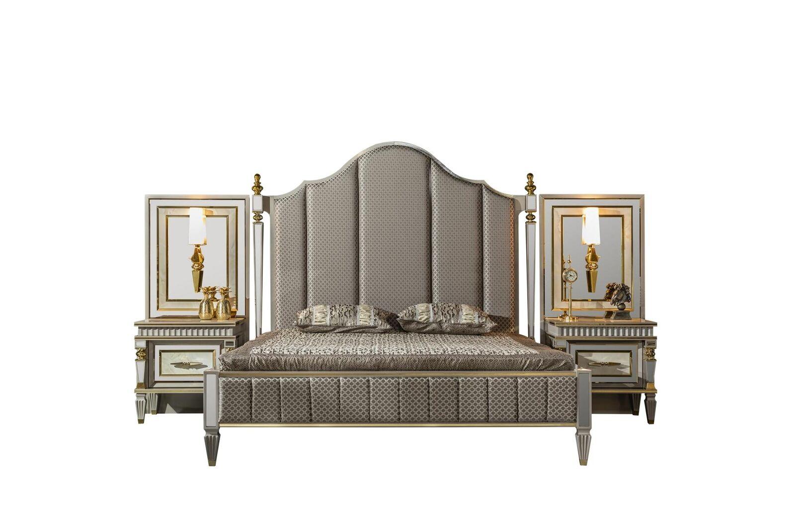 Bett Grau Metall Möbel Elegantes Design Schlafzimmer Luxus Betten Neu
