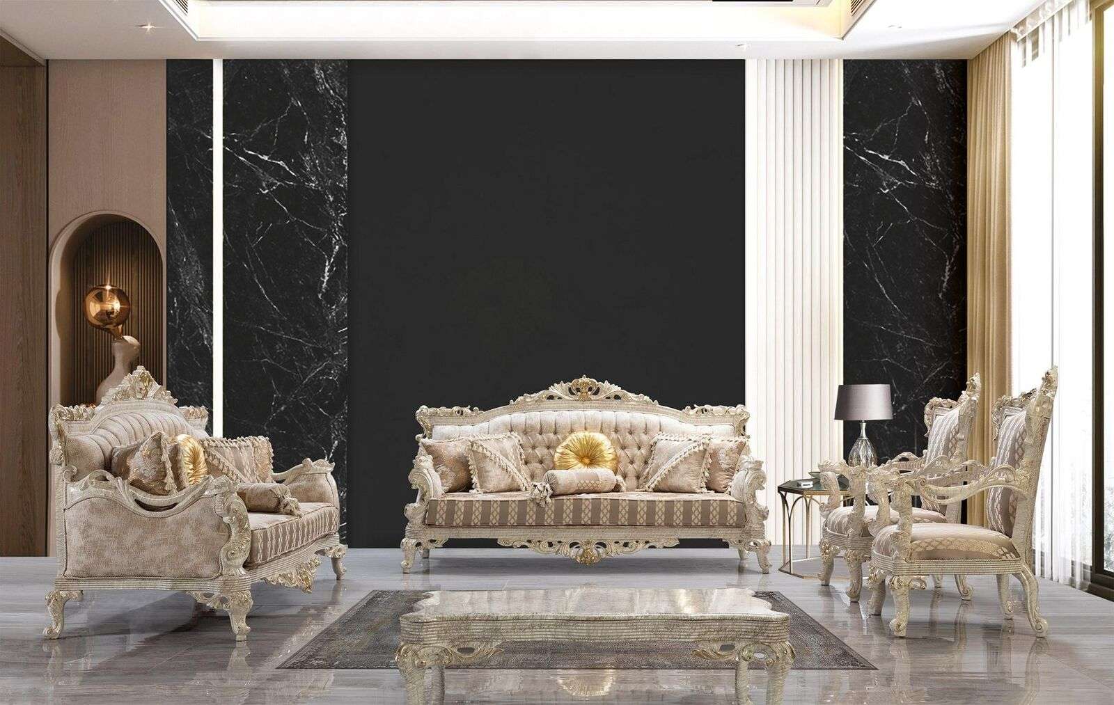 Sofagarnitur Sofa Couch Sofas Couchen Klassische Möbel 5tlg. Garnitur Möbel