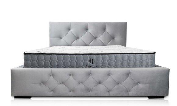 Bett Grau Modern Design Stoff Polster Schlafzimmer Doppelbett Holz Elegantes Neu