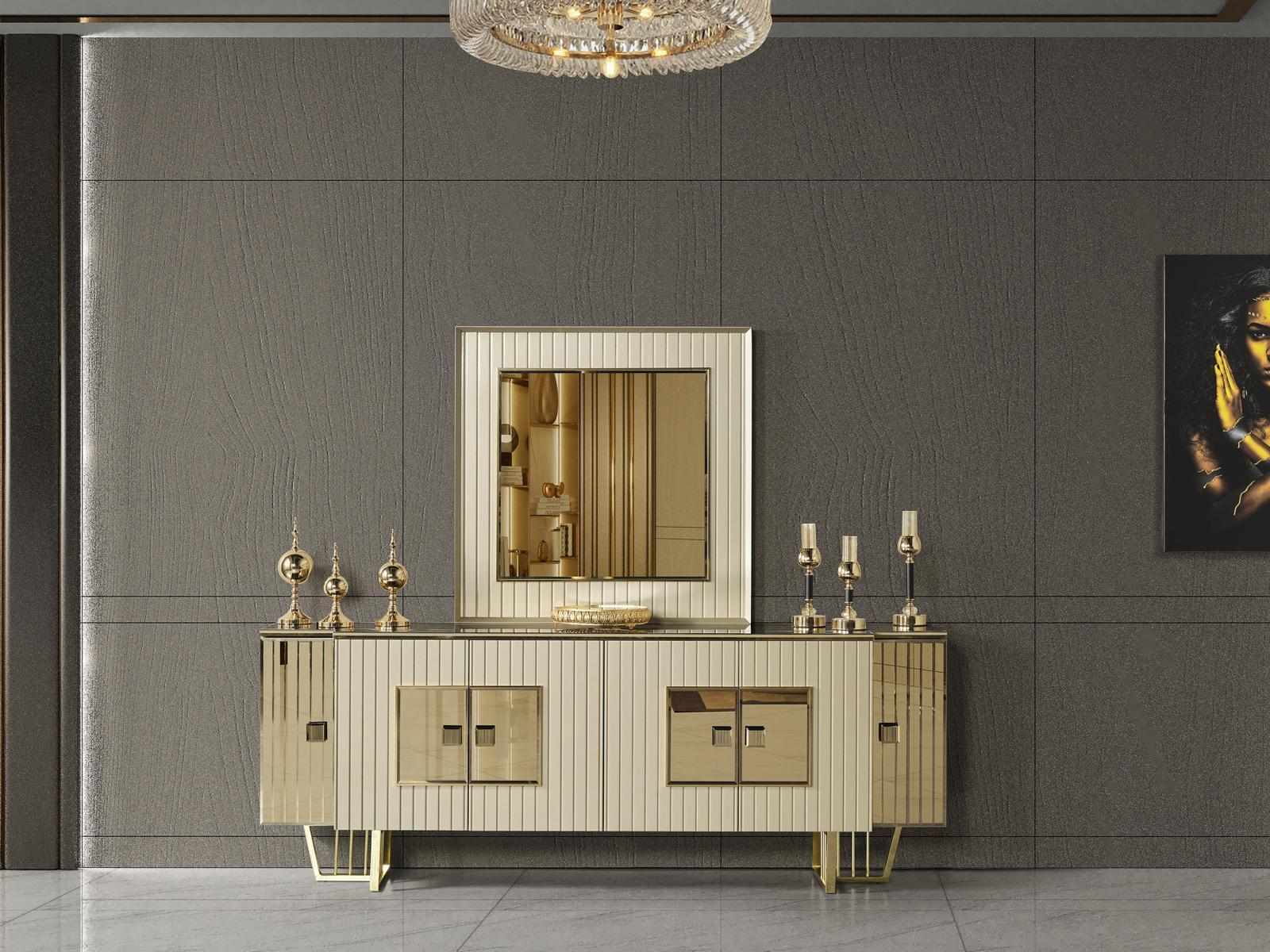 Luxus Kommode xxl Sideboard big Anrichte Schrank Gold Metall Hochglanz Möbel