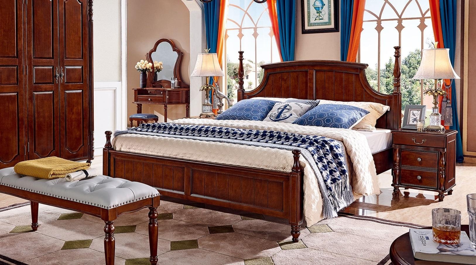Betten Massiv Doppelbett Bett Möbel Holz Design Schlafzimmer klassisch
