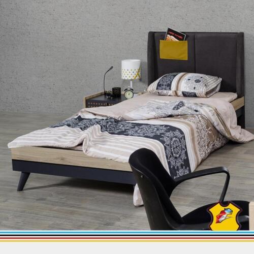 Bett Holz Betten Bettgestell Jugendzimmer Kinderzimmer Grau Einzelbett