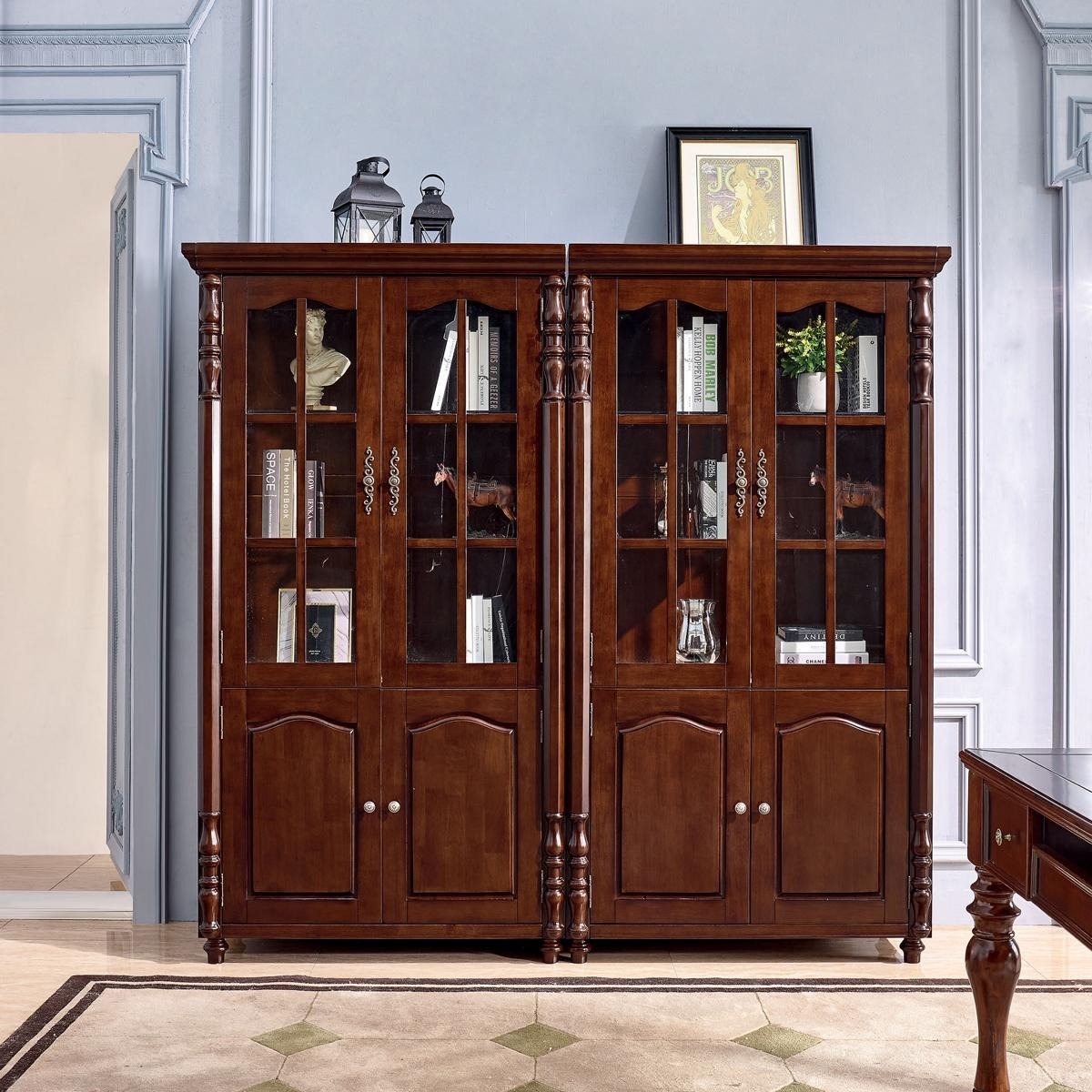 Bücherregal Vitrine Vitrinenschrank Regal Holz Schrank Bücherschrank