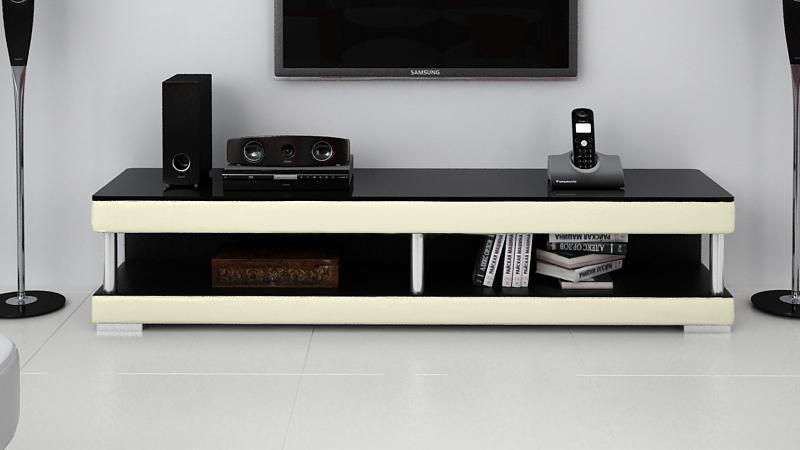 RTV TV SIDEBOARD LEDER GLAS TISCH FERNSEH SCHRANK TISCH LOWBOARD SOFORT