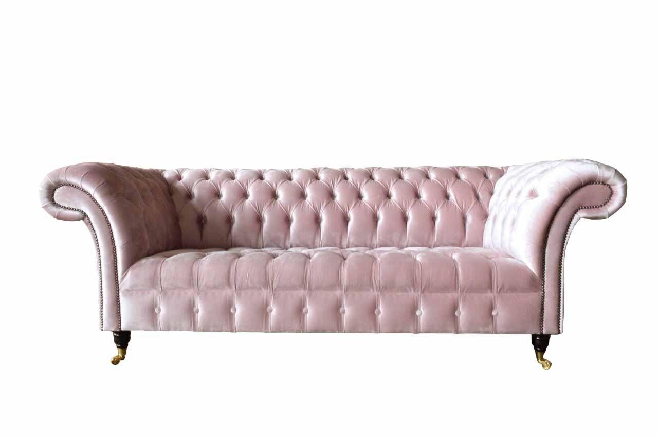 Chesterfield 3 Sitzer Sofa Stoffsofa Rosa Wohnzimmer Polster Sofas Neu