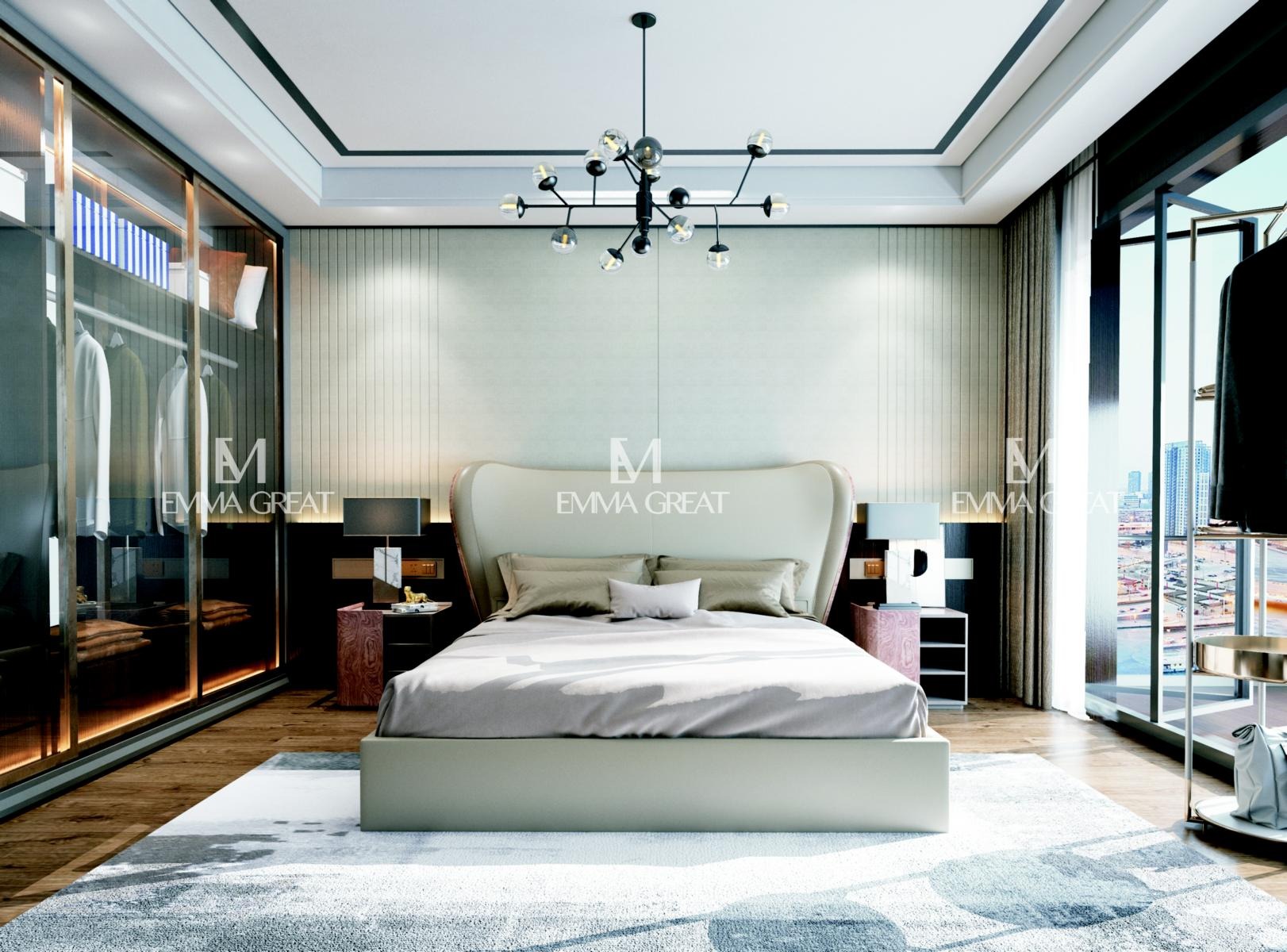 Bett 3tlg. Schlafzimmer Set Design Modern Luxus Schlafzimmer Nachttisch