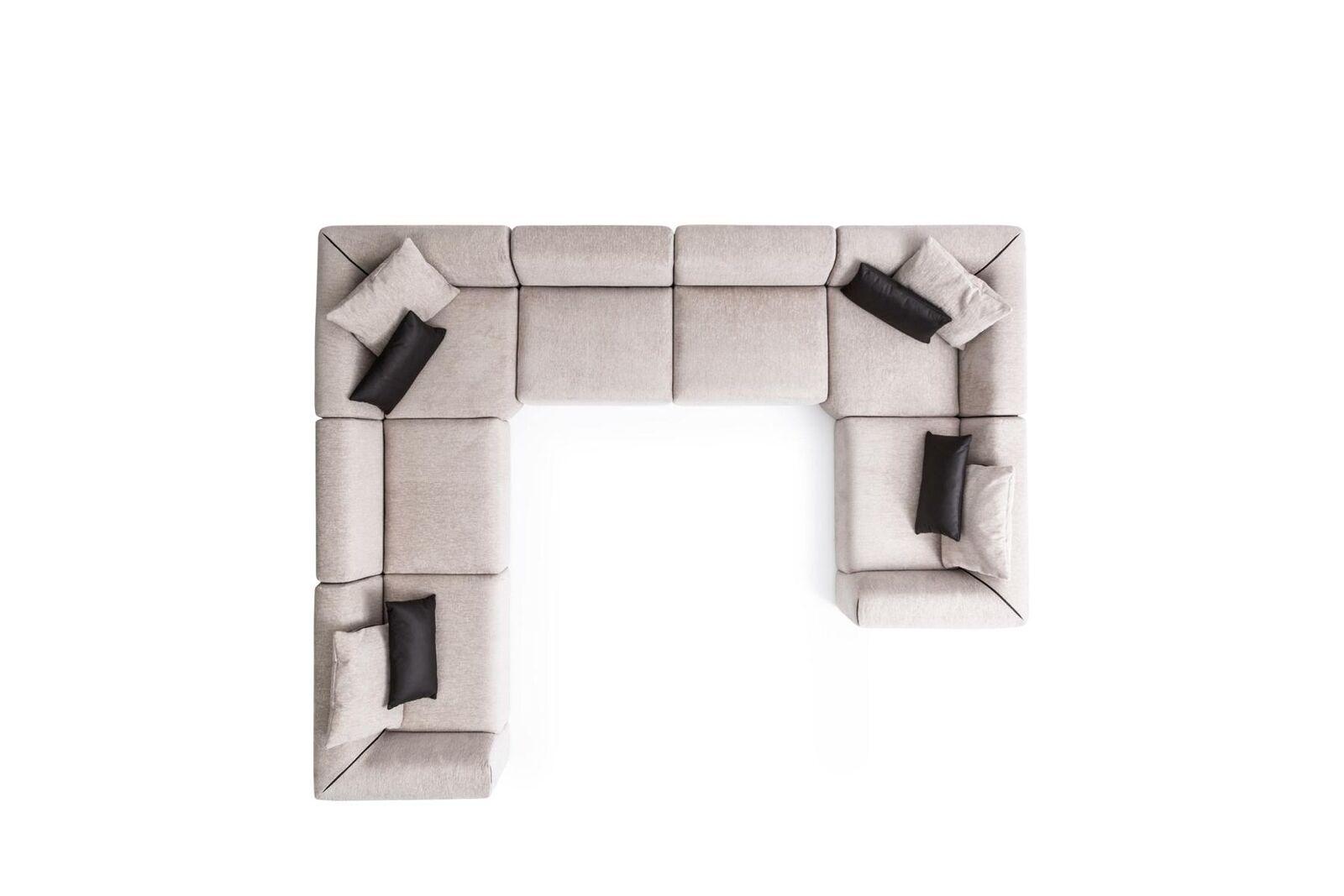 Ecksofa U-form Wohnzimmer Sofa Couch Beiges Polstersofa Wohnlandschaft