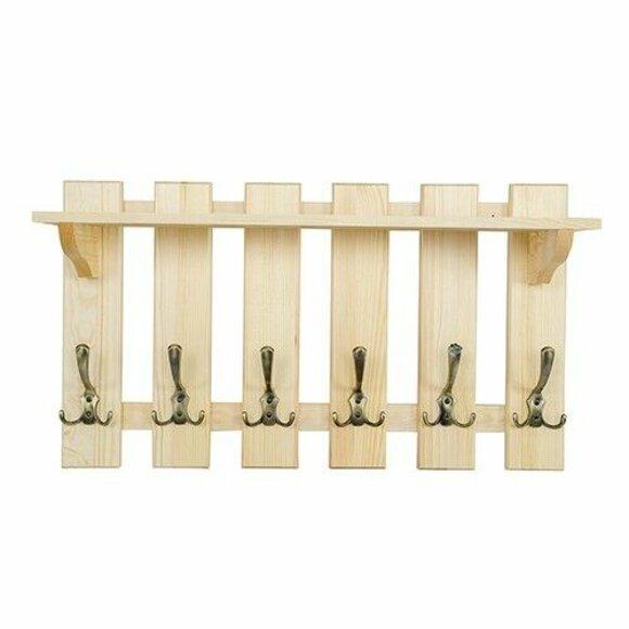 Garderobenpaneel 70x40 cm Wandgarderobe Garderobe Kiefer massiv 6 Haken