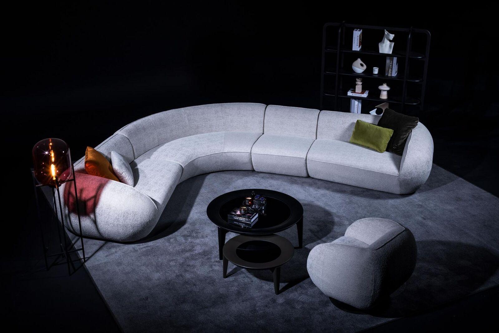 Graue Ecksofagarnitur Wohnzimmer Polstersofa Luxus Ecksofagruppe Sofa