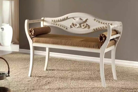 Sitzbank Wohnzimmer Klassische Bank Polsterbank Möbel Textil 103x38x77