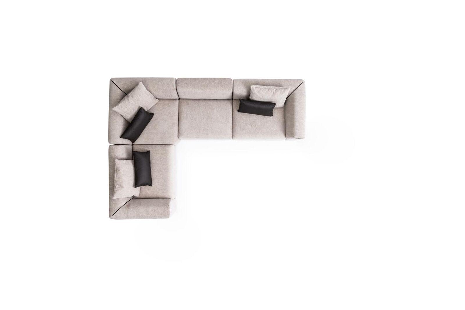 L-förmiges Sofa Beige Eckcouch Wohnzimmermöbel Polstersofa Textil Neu