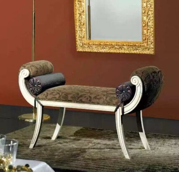 Klassische Bank Designer Luxus Sitzbank Polster Textil Stoff Neu Möbel