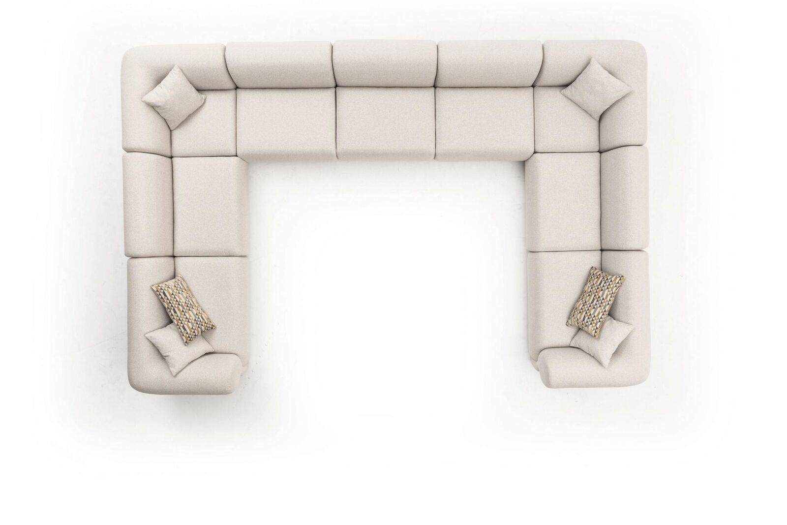 Ecksofa U-Form Luxus Wohnzimmer Stil Modern Polstersofa Textil