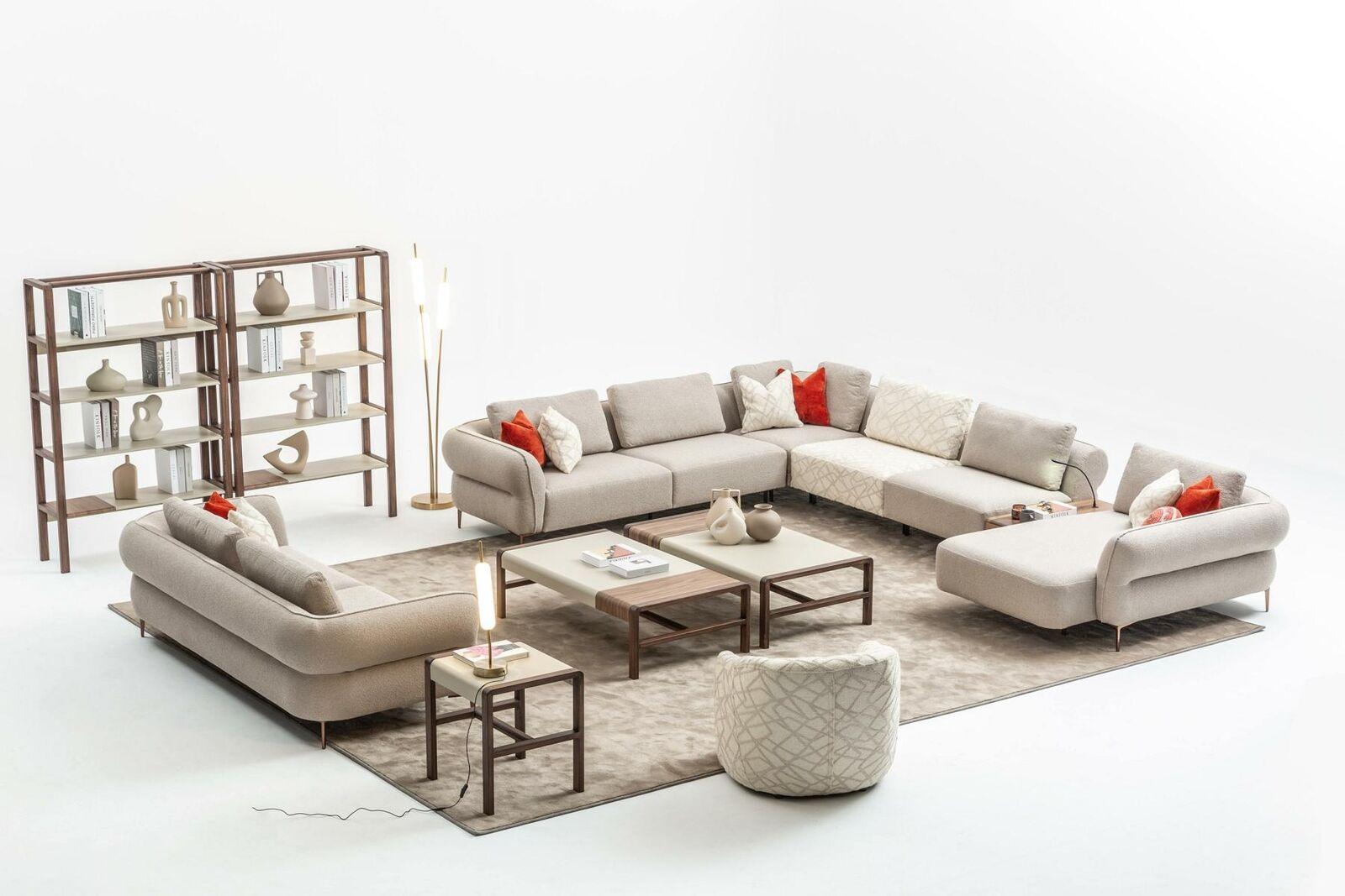 Sofagarnitur 2+1 Sitzer U-Form Sofa Set Wohnzimmer Garnitur Luxus Couchen