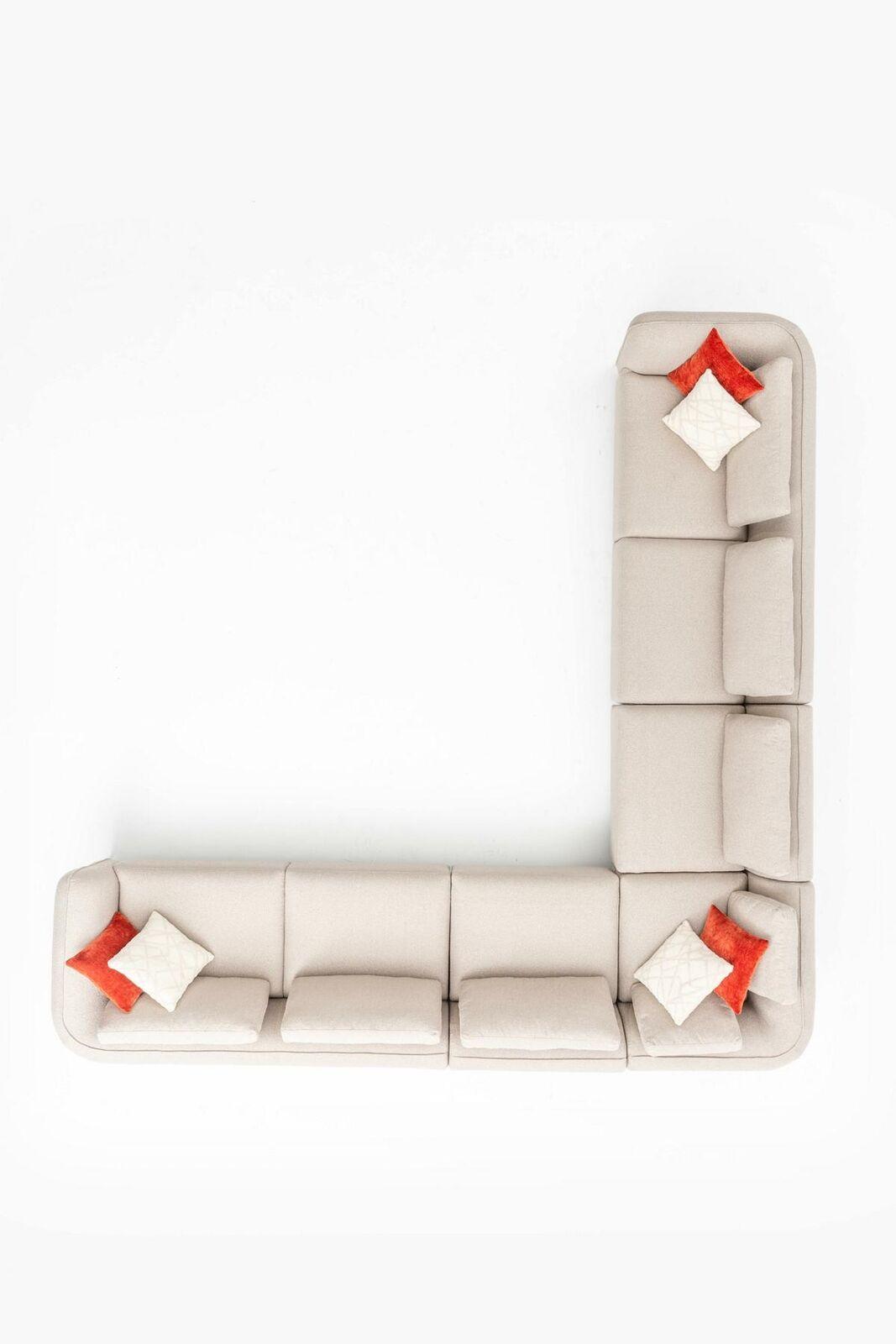 Ecksofa Sofa LForm Luxus Wohnzimmer Beige Polster Sofa Möbel 402x402cm