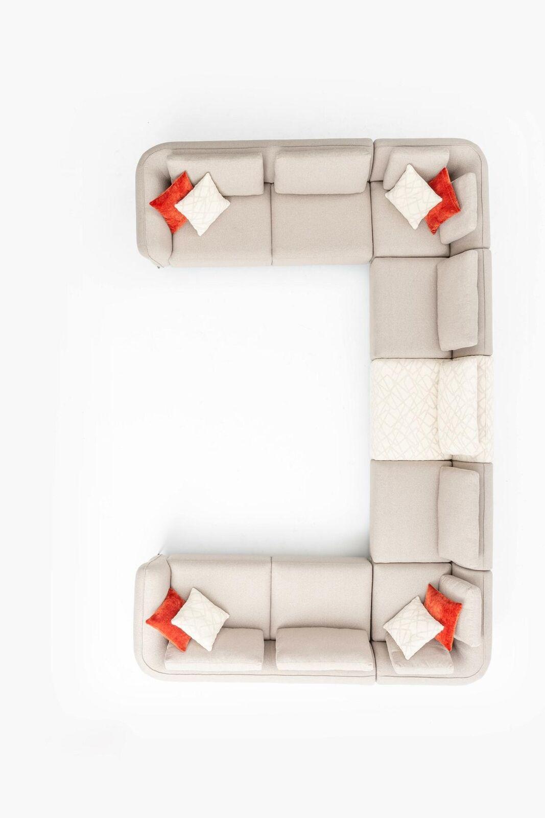 Ecksofa U- Form Luxus Wohnzimmer Beige Polstersofa Modern Stil Neu