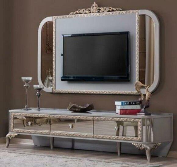 TV Ständer RTV Lowboard Sideboard Grau Luxus Modern Wohnzimmer Set